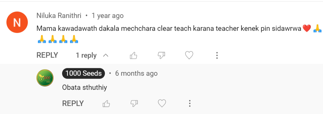 I have never seen a teacher who teaches English lessons so clearly as Mrs. Dilhara at 1000 seeds English. The best teacher of English in Sri Lanka.  